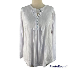 NWT SWEET ROMEO White Scoop Neck Baby Doll Long Sleeve‎ Shirt (M)